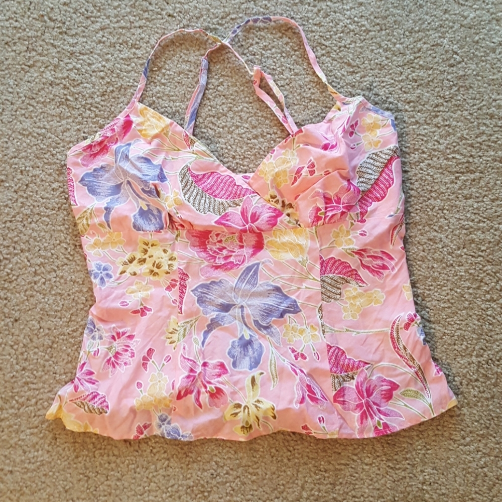 Pink Banana Republic crop top, floral XS